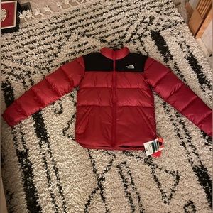 Red North Face nuptse jacket vintage